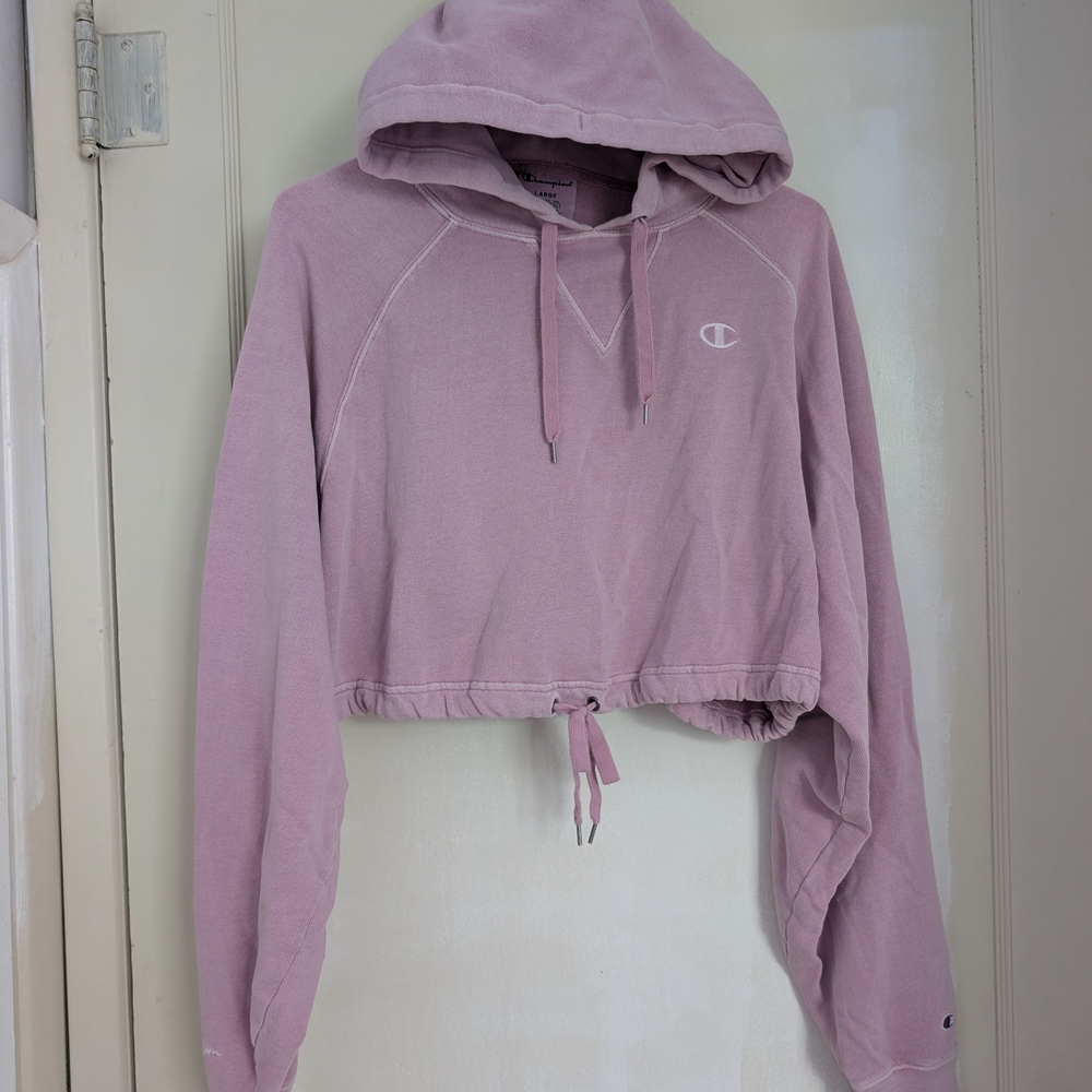 Champion Women's Pink Cropped Hoodie